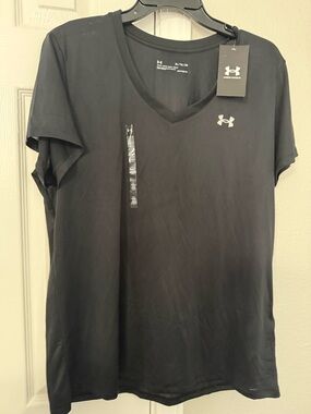 Under Armour Black Performance V-Neck Tee with White Logo